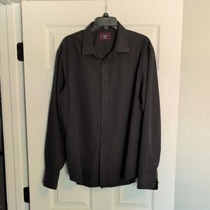 UNTUCKit Men's Black Long Sleeve Dress Shirt - Solid Black